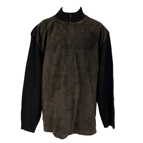 Vintage Suede Jacket Mondo di Marco Sweater Full Zip Italian Leather XL - Picture 1 of 11